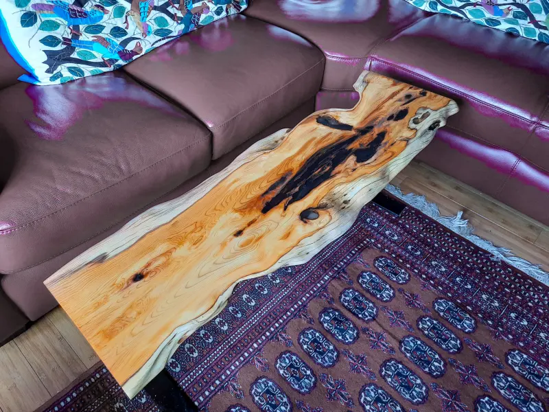 Yew live-edge coffee table, photo 1 of 10, as taken