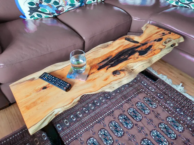 Yew live-edge coffee table, photo 2 of 10, as taken