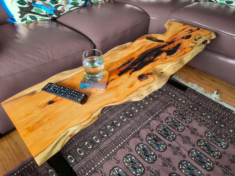 Yew live-edge coffee table, photo 5 of 10, as taken