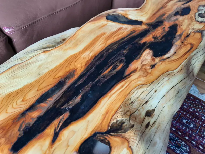 Yew live-edge coffee table, photo 8 of 10, as taken