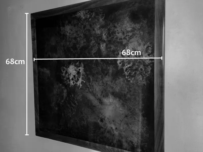 Black resin art in a walnut frame, photo 6 of 10, as taken