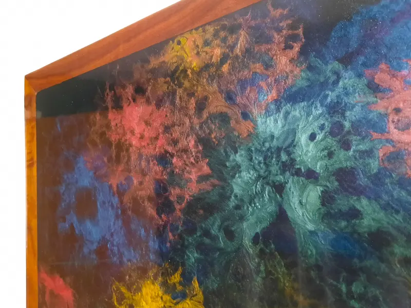 Black resin art in a walnut frame, photo 8 of 10, as taken