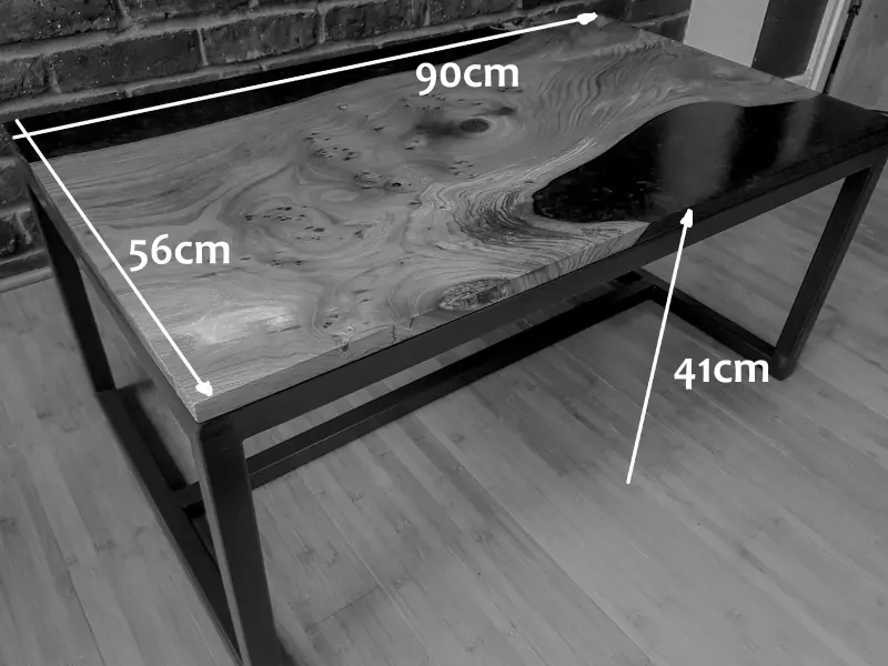 Elm and black resin coffee table, photo 4 of 10, as taken