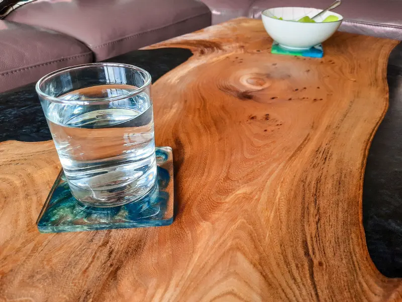 Elm and black resin coffee table, photo 5 of 10, as taken