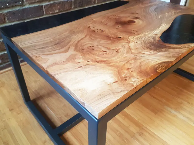 Elm and black resin coffee table, photo 6 of 10, as taken
