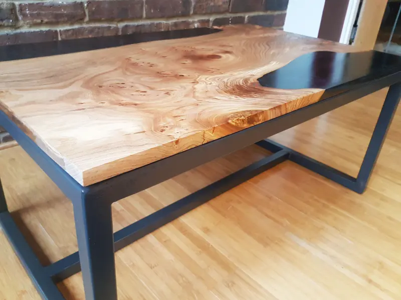 Elm and black resin coffee table, photo 7 of 10, as taken