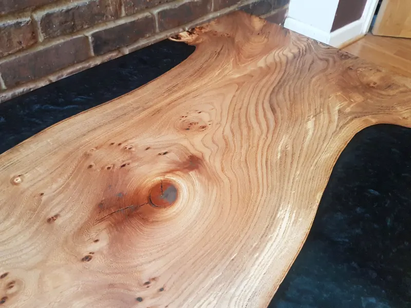Elm and black resin coffee table, photo 9 of 10, as taken