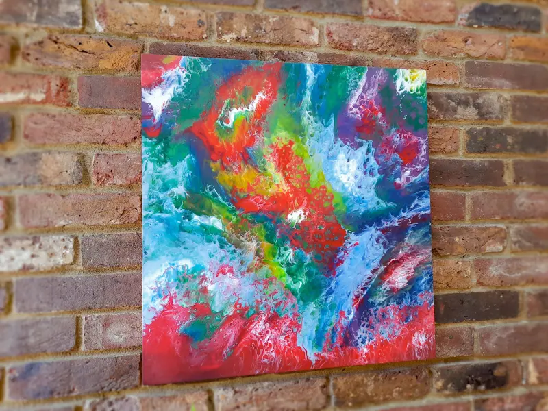 Large colourful resin painting, photo 1 of 9, as taken