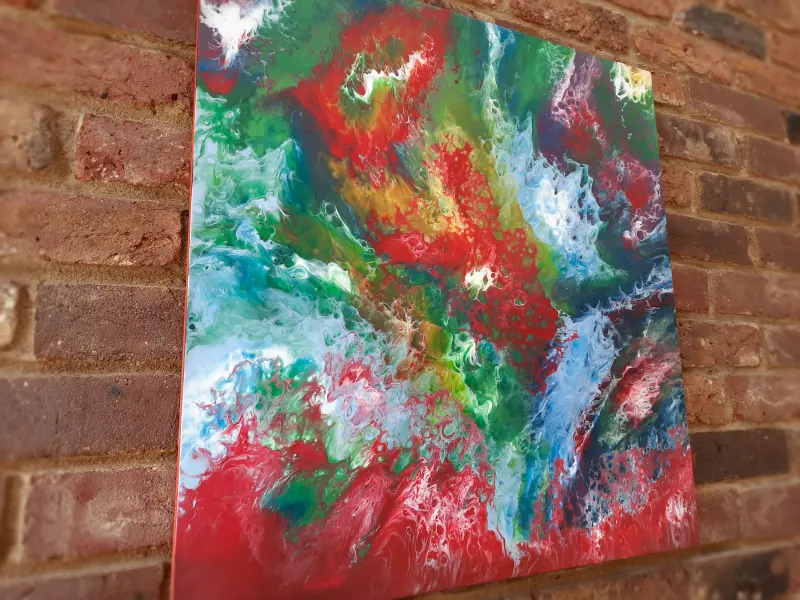 Large colourful resin painting, photo 3 of 9, as taken