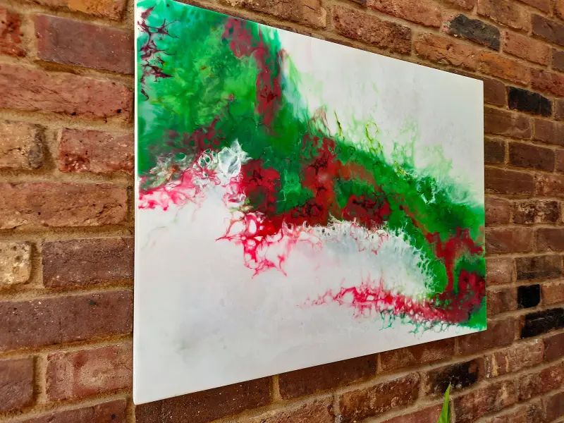Emerald green and red resin wall art, photo 4 of 10, as taken