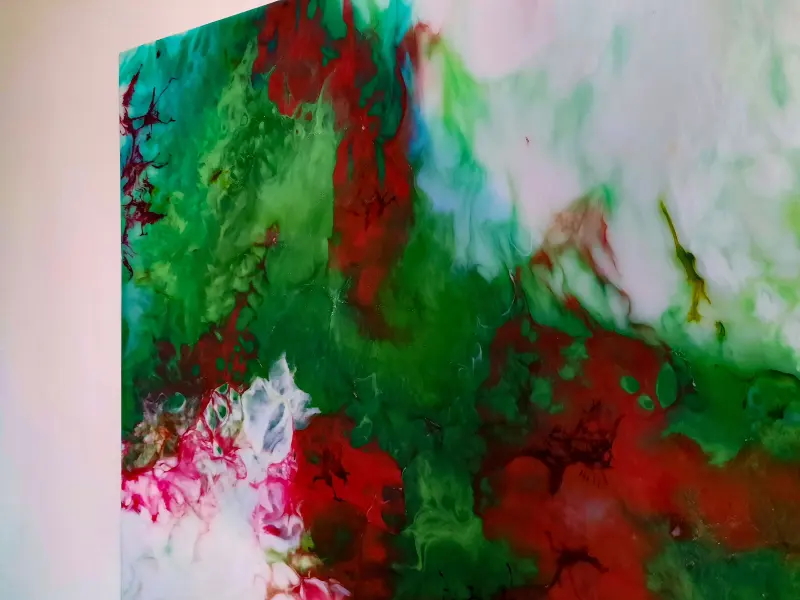 Emerald green and red resin wall art, photo 8 of 10, as taken