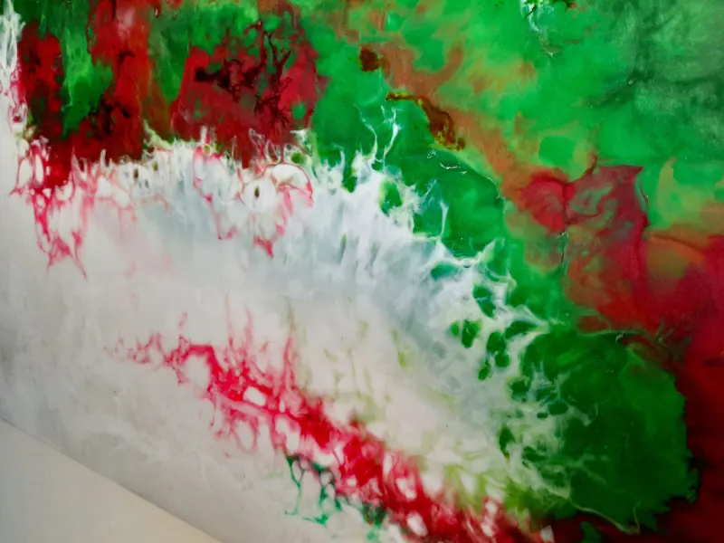 Emerald green and red resin wall art, photo 9 of 10, as taken