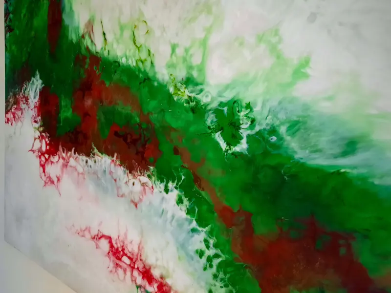 Emerald green and red resin wall art, photo 10 of 10, as taken