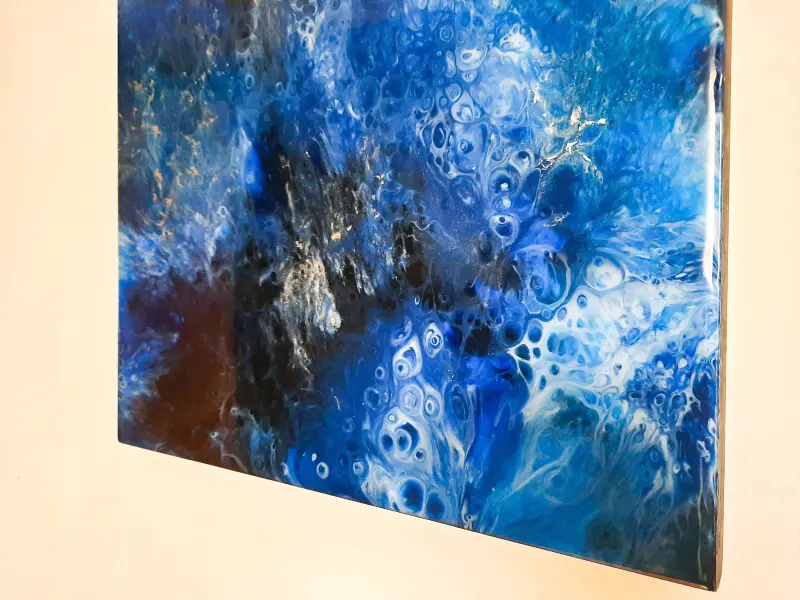 Dark blue and black resin painting, photo 5 of 8, as taken