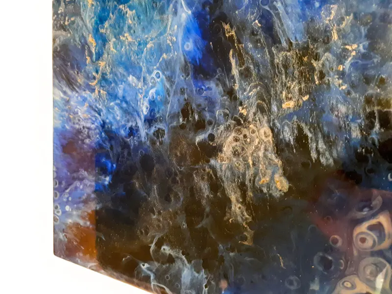 Dark blue and black resin painting, photo 6 of 8, as taken