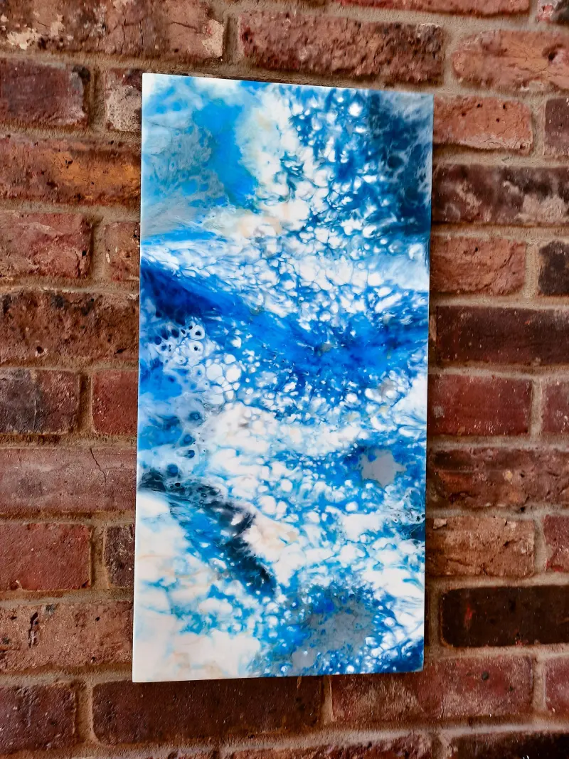 Blue and white resin painting, photo 5 of 10, as taken