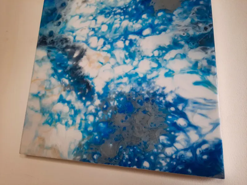 Blue and white resin painting, photo 9 of 10, as taken