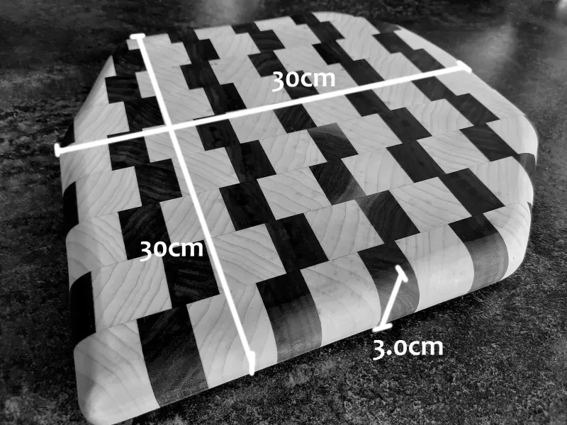 End-grain walnut and horse chestnut board, photo 4 of 8, as taken