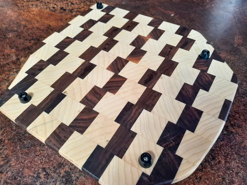 End-grain walnut and horse chestnut board, photo 6 of 8, as taken