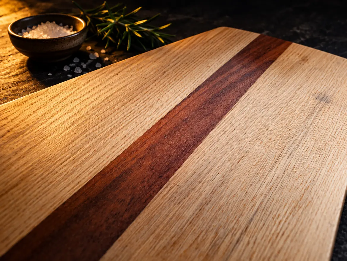 Oak and iroko chopping board: Oak and iroko. Sold